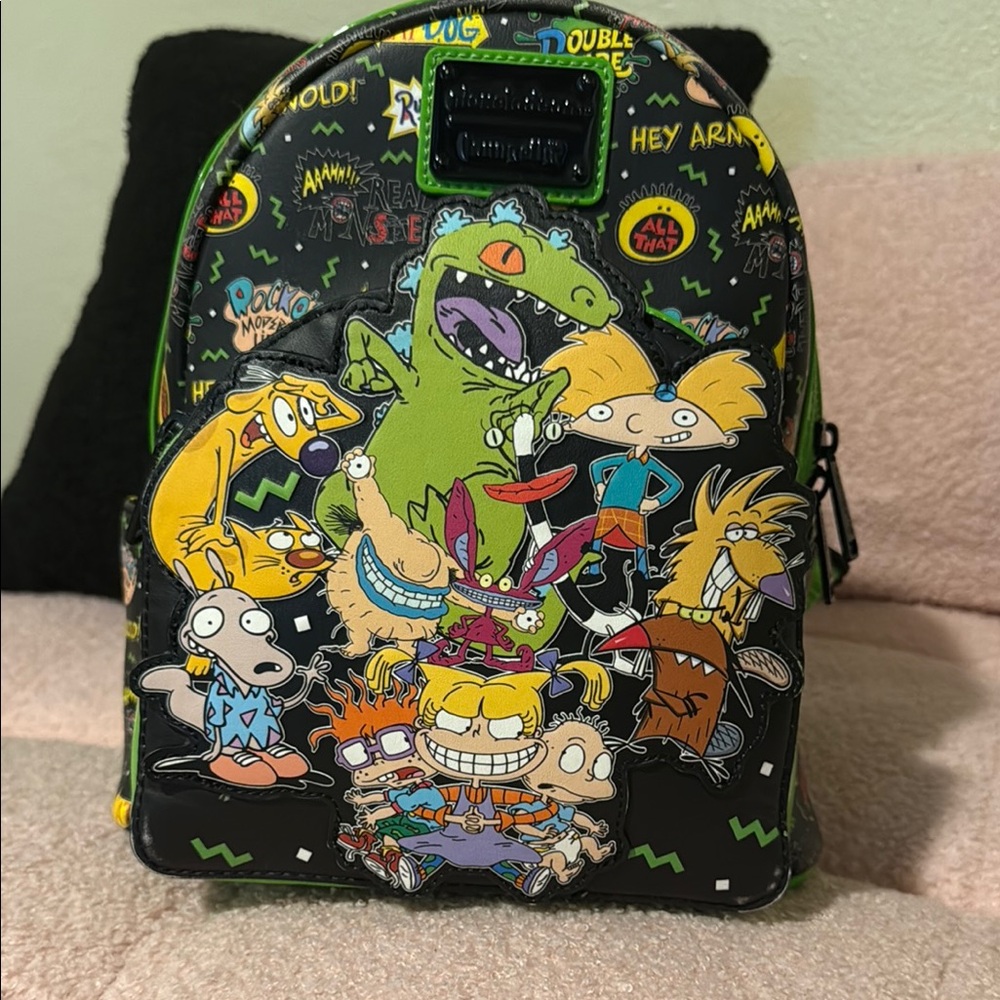 Loungefly Nickelodeon Characters Backpack - Black and Green